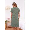 image:imageEkouaer Womens Nightshirt Short Sleeve Button Down Nightgown VNeck Sleepwear Pajama DressGreen Striped
