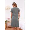 image:imageEkouaer Womens Nightshirt Short Sleeve Button Down Nightgown VNeck Sleepwear Pajama DressGrey