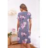 image:imageEkouaer Womens Nightshirt Short Sleeve Button Down Nightgown VNeck Sleepwear Pajama DressGrey Floral