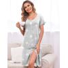 image:imageEkouaer Womens Nightshirt Short Sleeve Button Down Nightgown VNeck Sleepwear Pajama DressGrey Star