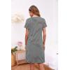 image:imageEkouaer Womens Nightshirt Short Sleeve Button Down Nightgown VNeck Sleepwear Pajama DressGrey Striped