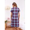 image:imageEkouaer Womens Nightshirt Short Sleeve Button Down Nightgown VNeck Sleepwear Pajama DressLattice