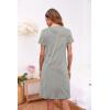 image:imageEkouaer Womens Nightshirt Short Sleeve Button Down Nightgown VNeck Sleepwear Pajama DressLight Grey Striped