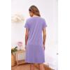 image:imageEkouaer Womens Nightshirt Short Sleeve Button Down Nightgown VNeck Sleepwear Pajama DressLilac