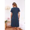 image:imageEkouaer Womens Nightshirt Short Sleeve Button Down Nightgown VNeck Sleepwear Pajama DressNavy Blue