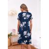 image:imageEkouaer Womens Nightshirt Short Sleeve Button Down Nightgown VNeck Sleepwear Pajama DressNavy Floral