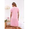image:imageEkouaer Womens Nightshirt Short Sleeve Button Down Nightgown VNeck Sleepwear Pajama DressPink
