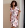 image:imageEkouaer Womens Nightshirt Short Sleeve Button Down Nightgown VNeck Sleepwear Pajama DressPink Big Flowers