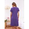 image:imageEkouaer Womens Nightshirt Short Sleeve Button Down Nightgown VNeck Sleepwear Pajama DressPurple