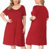 image:imageEkouaer Womens Nightshirt Short Sleeve Button Down Nightgown VNeck Sleepwear Pajama DressRed