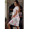 image:imageEkouaer Womens Nightshirt Short Sleeve Button Down Nightgown VNeck Sleepwear Pajama DressWhite Floral