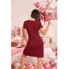 image:imageEkouaer Womens Nightshirt Short Sleeve Button Down Nightgown VNeck Sleepwear Pajama DressWine Red