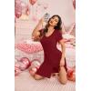 image:imageEkouaer Womens Nightshirt Short Sleeve Button Down Nightgown VNeck Sleepwear Pajama DressWine Red