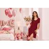 image:imageEkouaer Womens Nightshirt Short Sleeve Button Down Nightgown VNeck Sleepwear Pajama DressWine Red