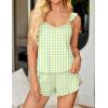 image:imageEkouaer Womens Pajama Sets Ruffle Cami Top and Shorts 2 Piece Lounge Set Sleepwear Summer Comfy Cute Bridal Pajama for WomenGingham Green