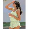 image:imageEkouaer Womens Pajama Sets Ruffle Cami Top and Shorts 2 Piece Lounge Set Sleepwear Summer Comfy Cute Bridal Pajama for WomenGingham Green