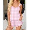 image:imageEkouaer Womens Pajama Sets Ruffle Cami Top and Shorts 2 Piece Lounge Set Sleepwear Summer Comfy Cute Bridal Pajama for WomenGingham Pink