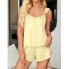 image:imageEkouaer Womens Pajama Sets Ruffle Cami Top and Shorts 2 Piece Lounge Set Sleepwear Summer Comfy Cute Bridal Pajama for WomenGingham Yellow