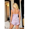 image:imageEkouaer Womens Pajama Sets Ruffle Cami Top and Shorts 2 Piece Lounge Set Sleepwear Summer Comfy Cute Bridal Pajama for WomenLilac White Stripe