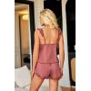 image:imageEkouaer Womens Pajama Sets Ruffle Cami Top and Shorts 2 Piece Lounge Set Sleepwear Summer Comfy Cute Bridal Pajama for WomenRed White Stripe