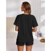 image:imageEkouaer Womens Pajama Sets Short Sleeve Lounge Sets 2 Piece Pjs Tops and Shorts Outfits Matching Loungewear with PocketsBlack