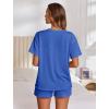image:imageEkouaer Womens Pajama Sets Short Sleeve Lounge Sets 2 Piece Pjs Tops and Shorts Outfits Matching Loungewear with PocketsBlue