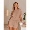 image:imageEkouaer Womens Pajama Sets Short Sleeve Lounge Sets 2 Piece Pjs Tops and Shorts Outfits Matching Loungewear with PocketsBrown