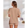 image:imageEkouaer Womens Pajama Sets Short Sleeve Lounge Sets 2 Piece Pjs Tops and Shorts Outfits Matching Loungewear with PocketsBrown