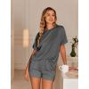 image:imageEkouaer Womens Pajama Sets Short Sleeve Lounge Sets 2 Piece Pjs Tops and Shorts Outfits Matching Loungewear with PocketsDark Grey