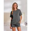 image:imageEkouaer Womens Pajama Sets Short Sleeve Lounge Sets 2 Piece Pjs Tops and Shorts Outfits Matching Loungewear with PocketsDark Grey