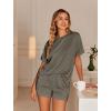 image:imageEkouaer Womens Pajama Sets Short Sleeve Lounge Sets 2 Piece Pjs Tops and Shorts Outfits Matching Loungewear with PocketsDark Olive Green