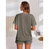 image:imageEkouaer Womens Pajama Sets Short Sleeve Lounge Sets 2 Piece Pjs Tops and Shorts Outfits Matching Loungewear with PocketsDark Olive Green