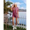 image:imageEkouaer Womens Pajama Sets Short Sleeve Lounge Sets 2 Piece Pjs Tops and Shorts Outfits Matching Loungewear with PocketsDark Pink