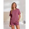 image:imageEkouaer Womens Pajama Sets Short Sleeve Lounge Sets 2 Piece Pjs Tops and Shorts Outfits Matching Loungewear with PocketsDark Pink