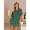 image:imageEkouaer Womens Pajama Sets Short Sleeve Lounge Sets 2 Piece Pjs Tops and Shorts Outfits Matching Loungewear with PocketsForestgreen