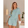 image:imageEkouaer Womens Pajama Sets Short Sleeve Lounge Sets 2 Piece Pjs Tops and Shorts Outfits Matching Loungewear with PocketsGlacial Green
