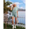image:imageEkouaer Womens Pajama Sets Short Sleeve Lounge Sets 2 Piece Pjs Tops and Shorts Outfits Matching Loungewear with PocketsGlacial Green