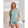 image:imageEkouaer Womens Pajama Sets Short Sleeve Lounge Sets 2 Piece Pjs Tops and Shorts Outfits Matching Loungewear with PocketsGlacial Green