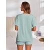 image:imageEkouaer Womens Pajama Sets Short Sleeve Lounge Sets 2 Piece Pjs Tops and Shorts Outfits Matching Loungewear with PocketsGlacial Green