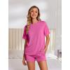 image:imageEkouaer Womens Pajama Sets Short Sleeve Lounge Sets 2 Piece Pjs Tops and Shorts Outfits Matching Loungewear with PocketsHot Pink