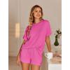 image:imageEkouaer Womens Pajama Sets Short Sleeve Lounge Sets 2 Piece Pjs Tops and Shorts Outfits Matching Loungewear with PocketsHot Pink