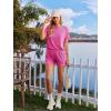 image:imageEkouaer Womens Pajama Sets Short Sleeve Lounge Sets 2 Piece Pjs Tops and Shorts Outfits Matching Loungewear with PocketsHot Pink