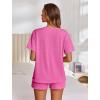 image:imageEkouaer Womens Pajama Sets Short Sleeve Lounge Sets 2 Piece Pjs Tops and Shorts Outfits Matching Loungewear with PocketsHot Pink
