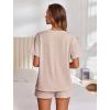 image:imageEkouaer Womens Pajama Sets Short Sleeve Lounge Sets 2 Piece Pjs Tops and Shorts Outfits Matching Loungewear with PocketsLight Khaki