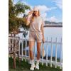 image:imageEkouaer Womens Pajama Sets Short Sleeve Lounge Sets 2 Piece Pjs Tops and Shorts Outfits Matching Loungewear with PocketsLight Khaki