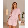 image:imageEkouaer Womens Pajama Sets Short Sleeve Lounge Sets 2 Piece Pjs Tops and Shorts Outfits Matching Loungewear with PocketsLight Pink