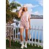 image:imageEkouaer Womens Pajama Sets Short Sleeve Lounge Sets 2 Piece Pjs Tops and Shorts Outfits Matching Loungewear with PocketsLight Pink