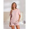 image:imageEkouaer Womens Pajama Sets Short Sleeve Lounge Sets 2 Piece Pjs Tops and Shorts Outfits Matching Loungewear with PocketsLight Pink