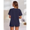 image:imageEkouaer Womens Pajama Sets Short Sleeve Lounge Sets 2 Piece Pjs Tops and Shorts Outfits Matching Loungewear with PocketsNavy Blue