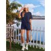 image:imageEkouaer Womens Pajama Sets Short Sleeve Lounge Sets 2 Piece Pjs Tops and Shorts Outfits Matching Loungewear with PocketsNavy Blue